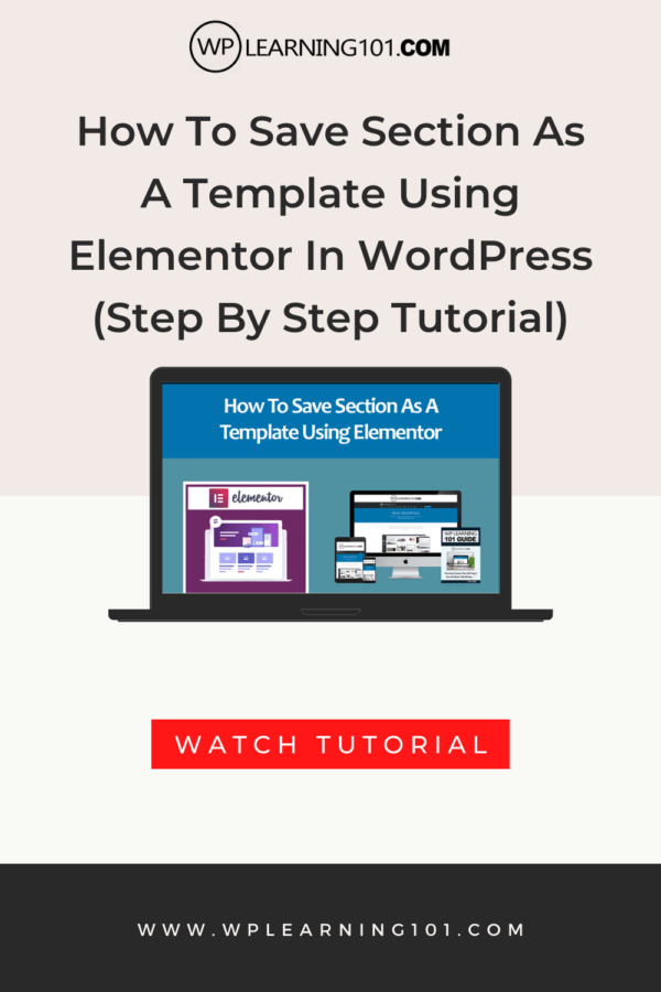 How To Save Section As A Template Using Elementor In WordPress Step By 