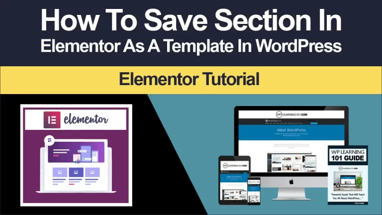 How To Save A Section As A Template In Elementor