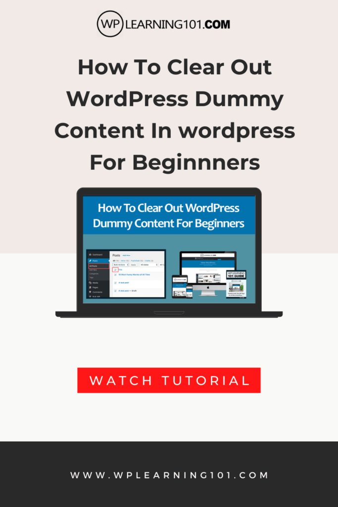 Clearing Out WordPress Dummy Content (Step By Step Tutorial For Beginners)