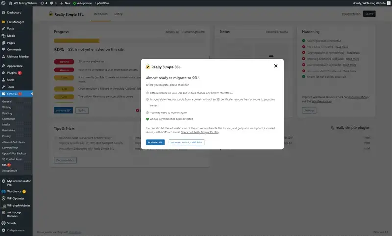 Configuring Really Simple SSL