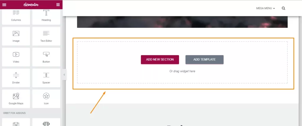 Creating a New Section in Elementor