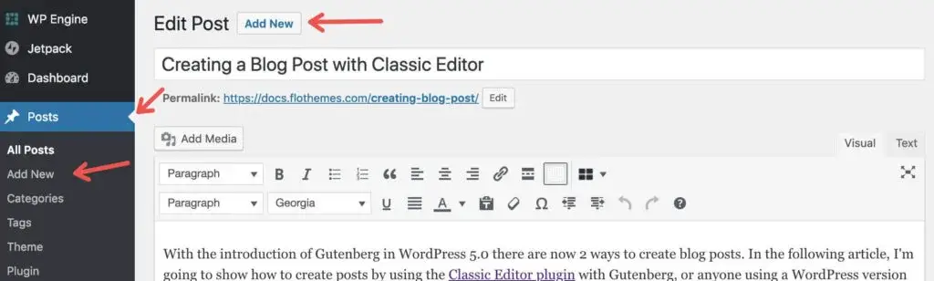 Creating and Editing Content in WordPress Classic Editor