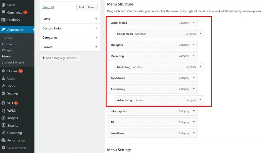 Creating submenus and dropdowns on WordPress