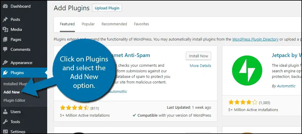 Find the Plugin Section