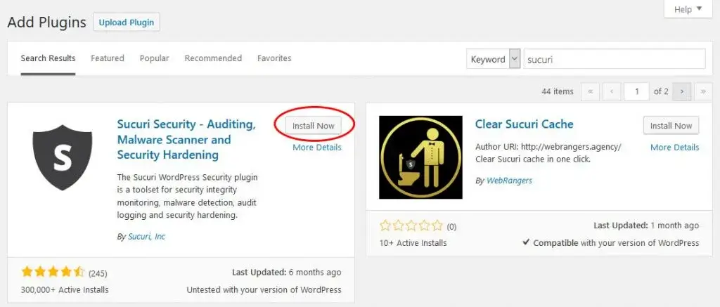 How to install Sucuri plugin in WordPress