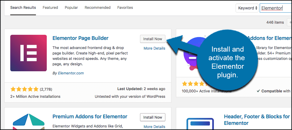 Installing Elementor