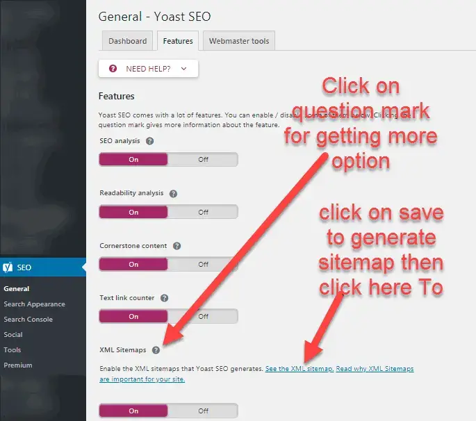 XML Sitemap Settings Yoast SEO Plugin