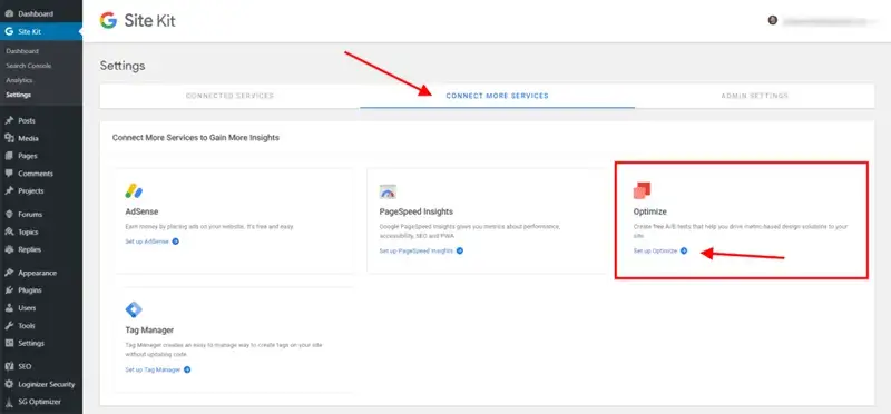 How to Configure Google Optimize in Google Site Kit