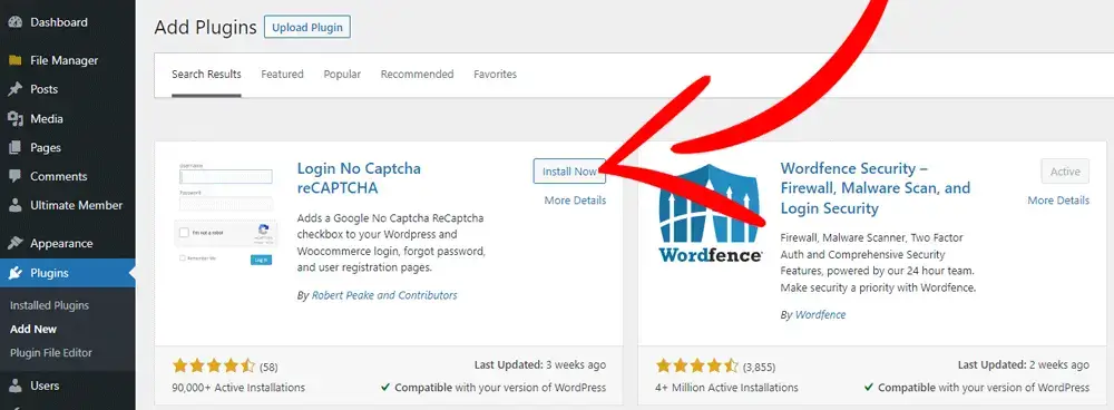 Installing the Login No Captcha reCAPTCHA WordPress Plugin