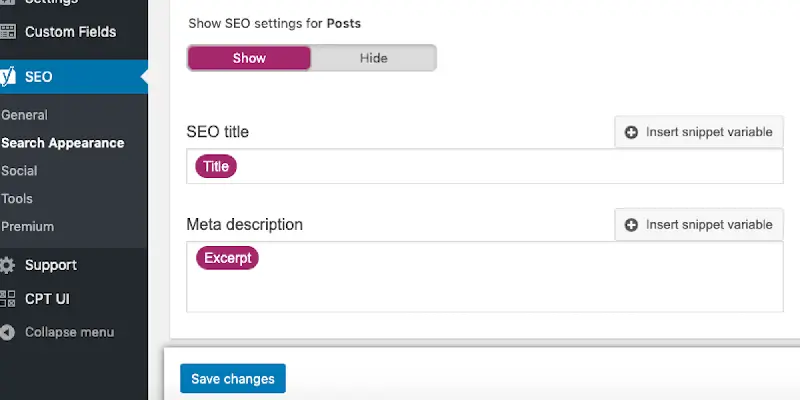 Titles & Metas Settings Yoast SEO Plugin