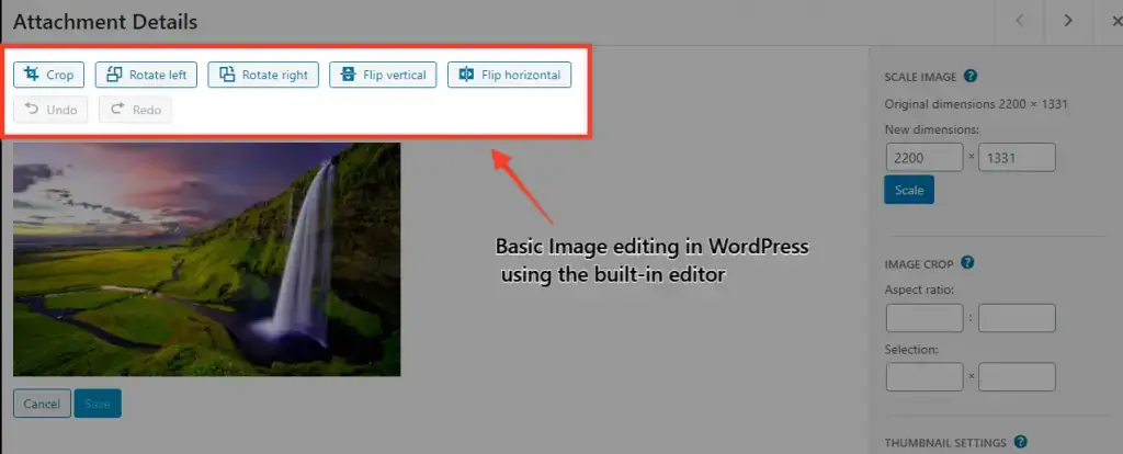Using WordPress's Built-in Image Editor