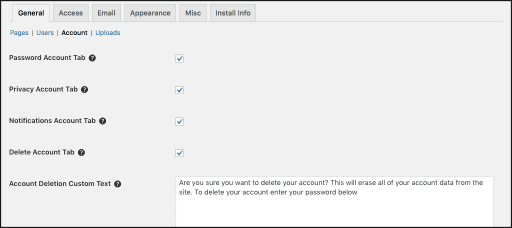 ultimate member accounts permissions